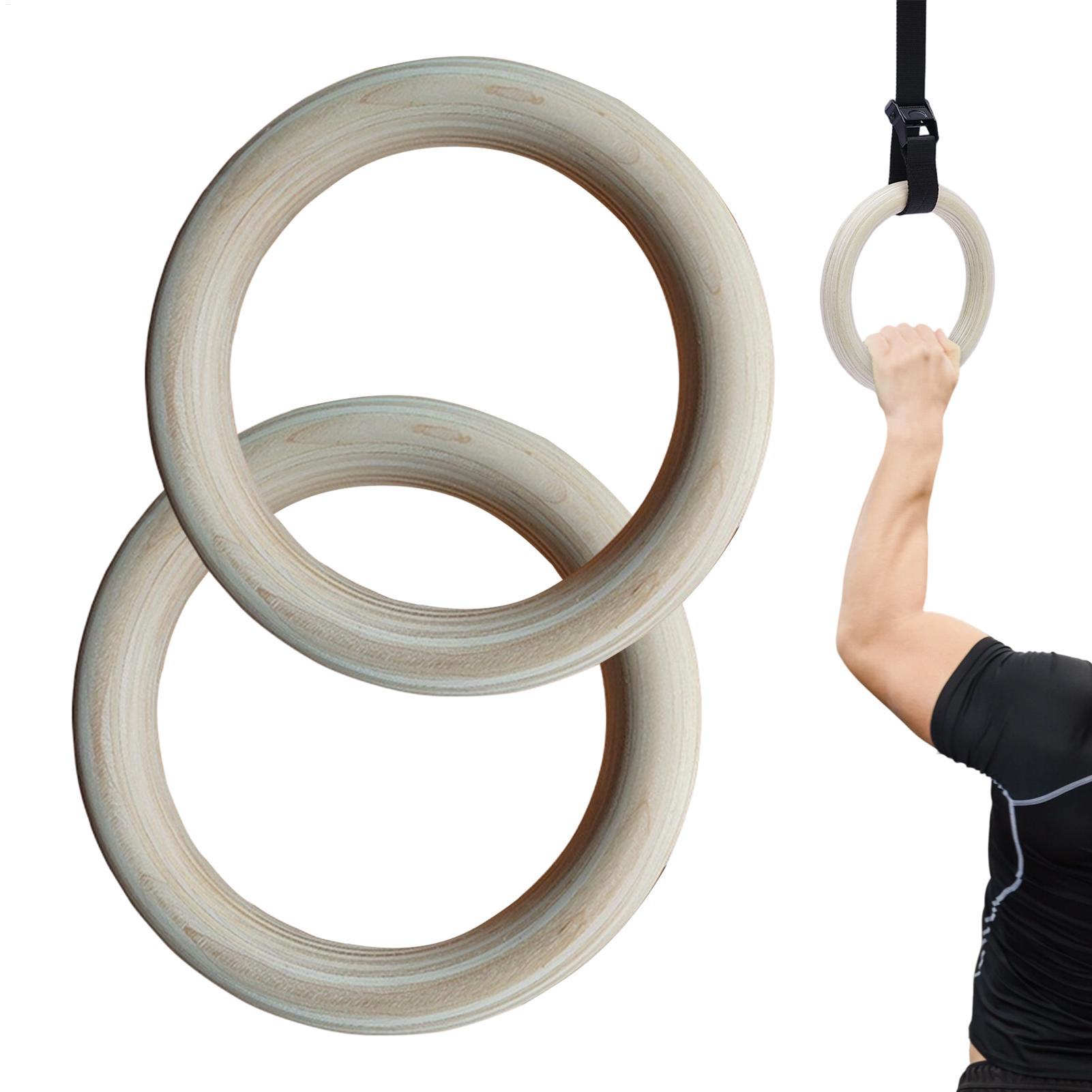 Gymnastic Ring Wood - Gymnastic Rings 2pcs/set Adjustable Suspension Straps